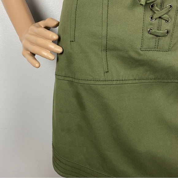 MARISSA WEBB GREEN LACE-UP CANVAS MINI SKIRT - Picture 3 of 7